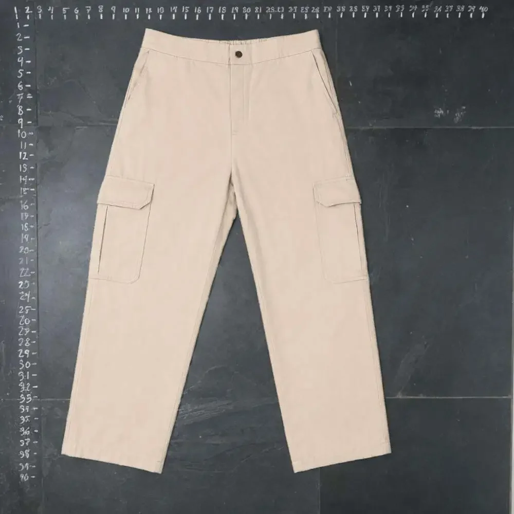 Zara Cargo Pants Size L Beige Elastic Waist - Picture 2 of 4